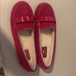 Coach pink shearling loafers - Brand New